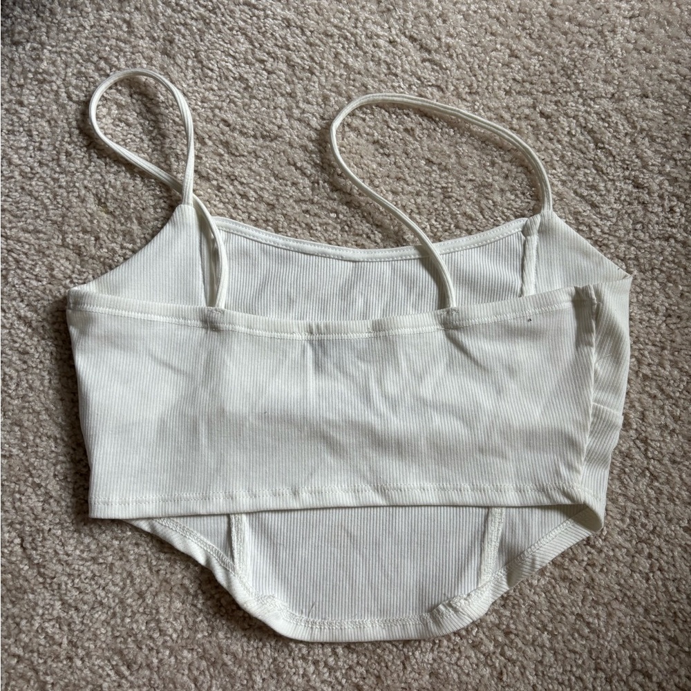 White Ribbed Crop Top - Picture 2 of 3